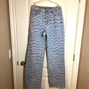 Garage Denim Jambe Women's Girl's Wide Leg Jeans Hazy Blue Raw Hem Size 3